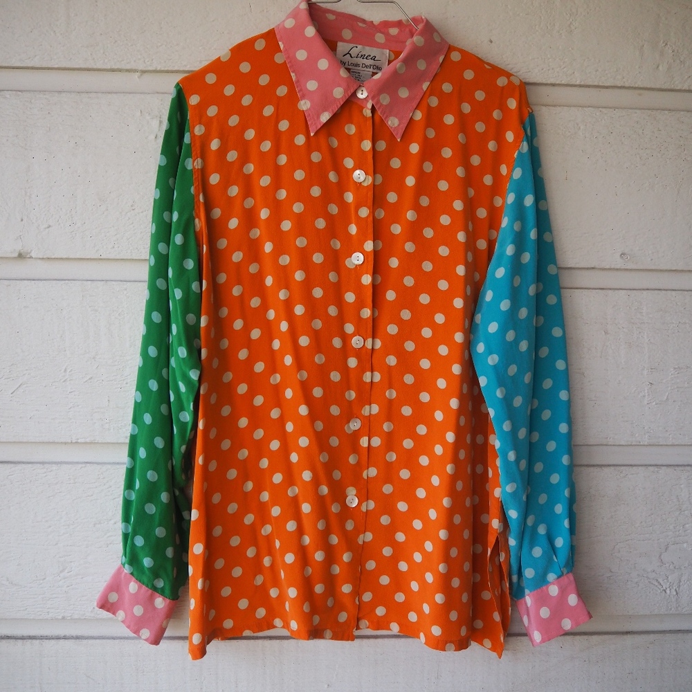 {Vintage} Fun Dot Silk Shirt!